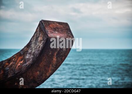 Détails de la sculpture 'Comb du vent' (peine del viento), de Chillida, San Sebastián, pays Basque, Espagne Banque D'Images