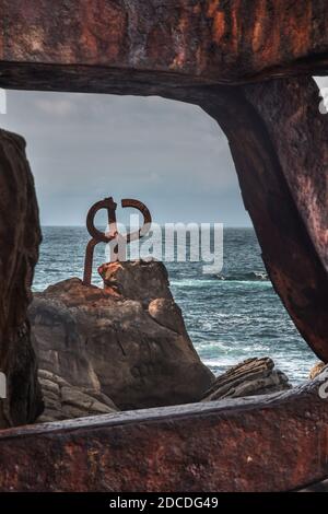 Détails de la sculpture 'Comb du vent' (peine del viento), de Chillida, San Sebastián, pays Basque, Espagne Banque D'Images