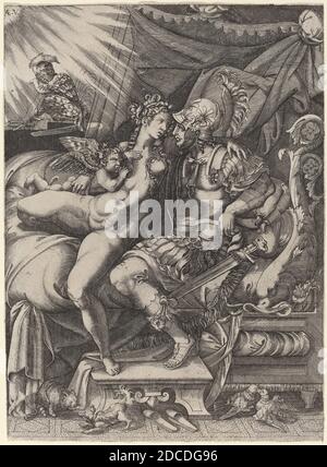 ENEA Vico, (artiste), Italien, 1523 - 1567, les amours de Mars et de Vénus, gravure Banque D'Images