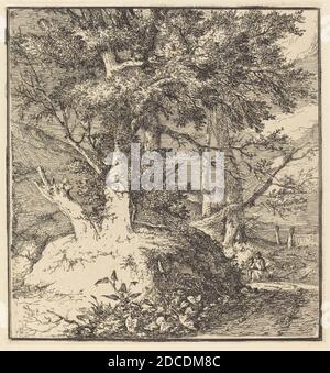 John Crome, (artiste), British, 1768 - 1821, Tree on a Mound, gravure sur une applique de chine Banque D'Images