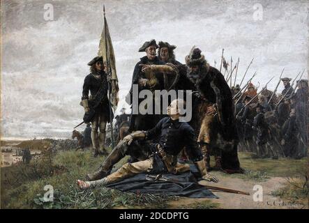 Karl XII et Ivan Mazepa après la bataille de Poltava par Gustaf Cederström. Banque D'Images