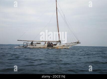 KATHRYN-bateau à deux voiles Skipjack, Port de Dogwood, Chesapeake Bay, quartier de Tilghman (comté de Talbot, Maryland). Banque D'Images