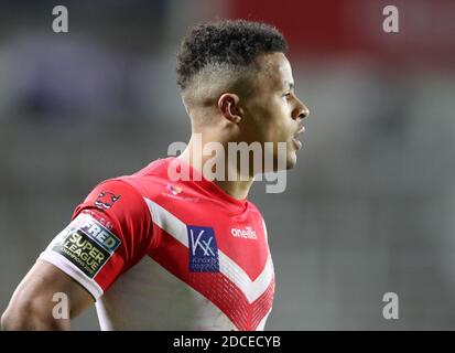 20 novembre 2020 ; Totally Wicked Stadium, Saint Helens, Merseyside, Angleterre ; Betfred Super League Playoff Rugby, Saint Helens Saints versus Catalan Dragons ; Regan Grace of St Helens Credit: Action plus Sports Images/Alay Live News Banque D'Images