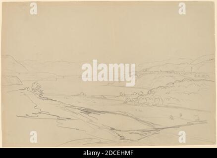 John William Casilear, (artiste), américain, 1811 - 1893, West point de Storm King, graphite sur papier vélin vert clair, feuille: 24.1 × 35.2 cm (9 1/2 × 13 7/8 po Banque D'Images