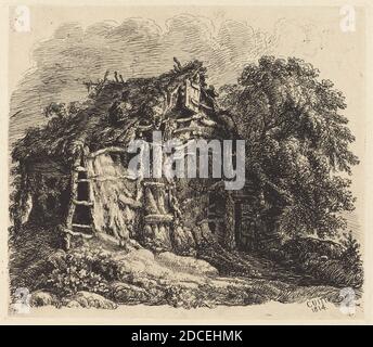 George Cuitt le plus jeune, (artiste), Britannique, 1779 - 1854, Hovel gallois à Machynllaeth, 1814, gravure sur l'applique de chine, assiette: 12.1 x 14 cm (4 3/4 x 5 1/2 po.), feuille: 24 x 34.2 cm (9 7/16 x 13 7/16 po Banque D'Images