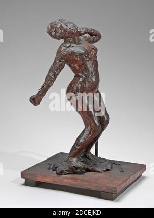 Edgar Degas, (sculpteur), français, 1834 - 1917, femme étirant, c. 1896/1911, cire d'abeille pigmentée, armature métallique, sur base en bois, hors tout sans base : 36.4 x 20.2 x 15.4 cm (14 5/16 x 7 15/16 x 6 1/16 po Banque D'Images