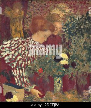 Edouard Vuillard, (artiste), français, 1868 - 1940, femme en robe rayée, 1895, huile sur toile, total: 65.7 x 58.7 cm (25 7/8 x 23 1/8 po), encadré: 88.3 x 84 x 8.9 cm (34 3/4 x 33 1/16 x 3 1/2 po) Banque D'Images