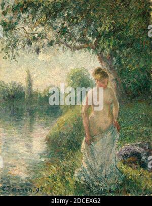 Camille Pissarro, (artiste), Français, 1830 - 1903, le Bather, 1895, huile sur toile, total: 35.3 x 27.3 cm (13 7/8 x 10 3/4 po.), encadré: 53.7 x 45.1 x 5.7 cm (21 1/8 x 17 3/4 x 2 1/4 po Banque D'Images