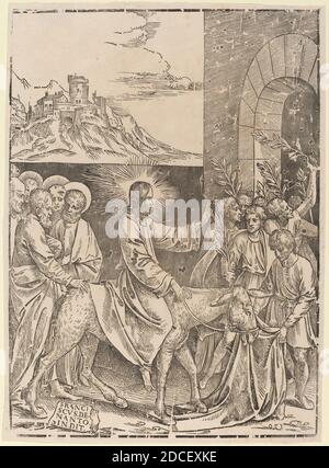 Francesco Denanto, (artiste), italien, actif c. 1532, entrée du Christ à Jérusalem, coupe de bois Banque D'Images