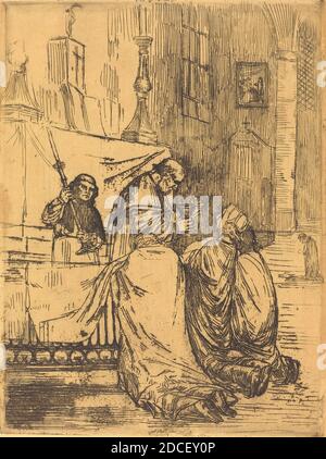 Alphonse Legros, (artiste), Français, 1837 - 1911, Communion dans l'Église Saint-Médard (la communion dans l'Église Saint-Médard), gravure en aquatint Banque D'Images