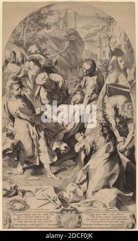 Aegidius Sadeler II, (artiste), Flamand, c. 1570 - 1629, Federico Barocci, (artiste d'après), italien, probablement 1535 - 1612, The Entombment, gravure et gravure, image (lunette): 60.2 x 35.6 cm (23 11/16 x 14 po Banque D'Images