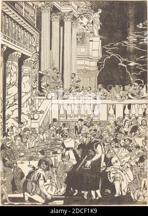 John Baptist Jackson, (artiste), anglais, 1701 - c. 1780, Veronese, (artiste après), Venetian, 1528 - 1588, le mariage à Cana, Opéra Selectiora, (série), 1740, chiaroscuro coupe de bois en noir Banque D'Images