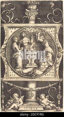 Master IB, (artiste), allemand, actif c. 1523/1530, Emblem with Hope, Tribulation, ENVY, and Tolerance, 1529, gravure Banque D'Images