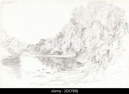 John Glover, (artiste), British, 1767 - 1849, The River à Llangollen, c. 1795, graphite sur papier vélin, total : 20 x 29.4 cm (7 7/8 x 11 9/16 po Banque D'Images