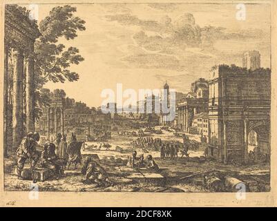 Claude Lorrain, (artiste), français, 1604/1605 - 1682, The Roman Forum (le Campo Vaccino), 1636, gravure Banque D'Images