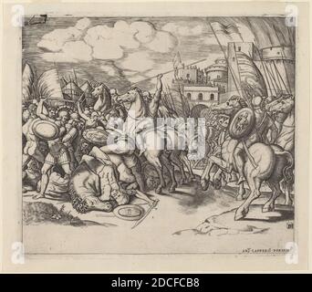 Maître de la matrice, (artiste), romain, actif c. 1532, la victoire de Scipio sur Syphax, gravure Banque D'Images