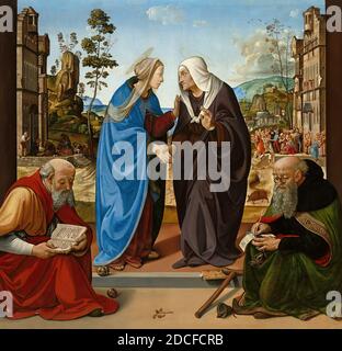 Piero di Cosimo, (artiste), Florentine, 1462 - 1522, la visite avec Saint Nicholas et Saint Anthony Abbot, c. 1489/1490, huile sur panneau, hors tout: 184.2 x 188.6 cm (72 1/2 x 74 1/4 in.), encadré: 235.6 x 250.2 x 12.1 cm (92 3/4 x 98 1/2 x 4 3/4 in Banque D'Images