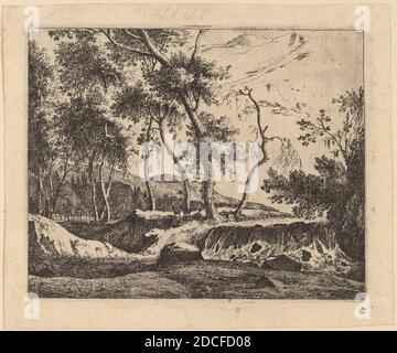 Melchior Küsel, (artiste), allemand, 1626 - 1683, Roelant Roghman, (artiste), néerlandais, 1627 - 1692, la chute d'eau : pl.6, huit paysages tyroliens, (série), gravure Banque D'Images