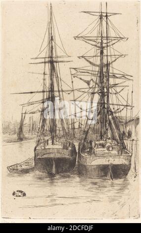 James McNeill Whistler, (artiste), cuisine américaine, 1834 - 1903, deux navires, 1875, gravure et point sec Banque D'Images