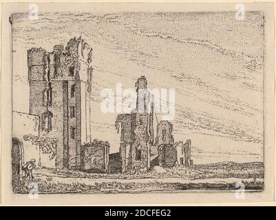 Willem Buytewech, (artiste), néerlandais, 1591/1592 - 1624, deux ruines (Huys te Kleef près de Haarlem), Verscheyden Lantschapjes : pl.3, (série), 1621, gravure, plaque : 8.8 x 12.3 cm (3 7/16 x 4 13/16 po), feuille : 9.6 x 13.3 cm (3 3/4 x 5 1/4 po. Banque D'Images