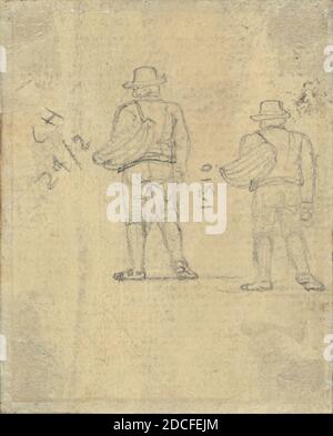 John Varley, (artiste), British, 1778 - 1842, deux études d'une figure tenant un panier, graphite sur papier vélin, total: 8.8 x 7.1 cm (3 7/16 x 2 13/16 po Banque D'Images