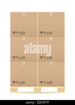 Presse-papiers cartons sur palettes bois. Vector illustration. Banque D'Images