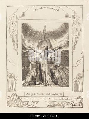 William Blake, (artiste), Britannique, 1757 - 1827, Job's sacrifice, Livre du travail : plaque 18, (série), 1825, gravure Banque D'Images