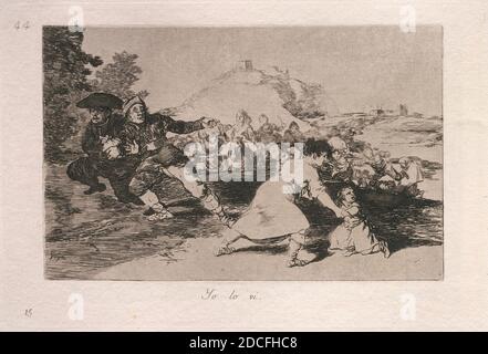 Francisco de Goya, (artiste), espagnol, 1746 - 1828, Yo lo vi (je l'ai vu), Desastres de la guerra: pl.44, (série), publié en 1863, gravure, point sec, et burin Banque D'Images