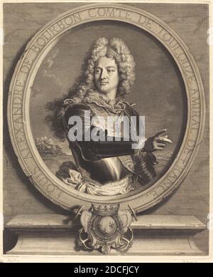 Pierre Drevet, (artiste), Français, 1663 - 1738, Hyacinthe Rigaud, (artiste d'après), Français, 1659 - 1743, Louis-Alexandre de Bourdon, comte de Toulouse, 1714, gravure Banque D'Images