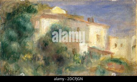 Auguste Renoir, (artiste), Français, 1841 - 1919, Maison de la poste, Cagnes, 1906/1907, huile sur toile, hors tout (y compris les bords collés): 13 x 22.5 cm (5 1/8 x 8 7/8 po), encadré: 30.2 x 39.4 x 5.7 cm (11 7/8 x 15 1/2 x 2 1/4 po Banque D'Images