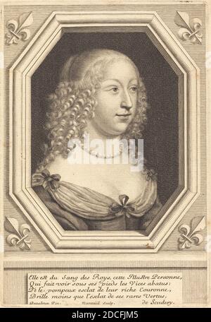 Robert Nanteuil, (artiste), français, 1623 - 1678, Henri Beaubrun, (artiste d'après), français, 1603 - 1677, Marie d'Orléans-Longueville, Duchesse de Nemours, 1654, gravure Banque D'Images