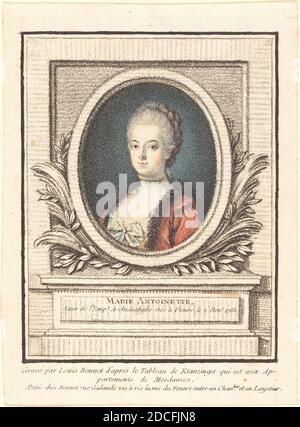 Louis-Marin Bonnet, (artiste), français, 1736 - 1793, Joseph Kranzinger, (artiste d'après), autrichien, c. 1740 - 1772 ou après, Marie-Antoinette, Dauphine, craie Banque D'Images