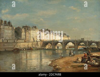 Stanislas Lépine, (artiste), Français, 1835 - 1892, Pont de la Tournelle, Paris, 1862, huile sur toile, total: 40.2 x 55.1 cm (15 13/16 x 21 11/16 in.), encadré: 57.8 x 73 x 6.9 cm (22 3/4 x 28 3/4 x 2 11/16 in Banque D'Images