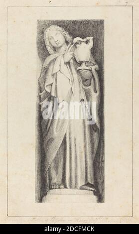 Maria Denman, (artiste), britannique, active 1812, John Flaxman, (artiste après), britannique, 1755 - 1826, Saint John, de la Chapelle d'Henry le septième de l'abbaye de Westminster, conférences de Flaxman sur la Sculpture:' pl.7, (série), publié en 1829, lithographie Banque D'Images