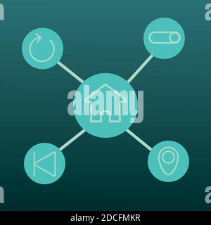 partagé avec l'interface définir le style de ligne icônes dessin d'illustration vectorielle Illustration de Vecteur