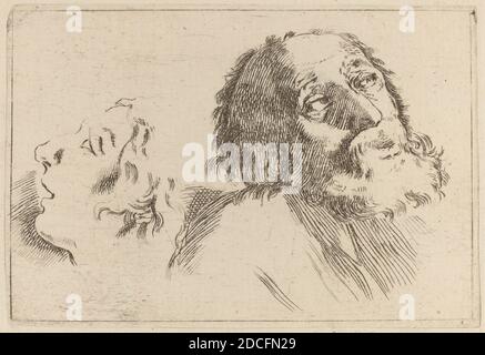 Stefano Della Bella, (artiste), Florentine, 1610 - 1664, Etude des têtes, l'une tournée vers la droite et l'autre tournée vers la gauche, Quadreria Medicea, vol.3 (1986.50.11-108), (série), gravure sur papier couté Banque D'Images