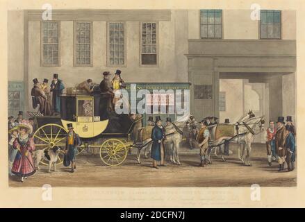 Frederick James Havell, (artiste), British, 1801 - 1840, George Havell, (artiste après), British, active 1826/1833, The Blenheim, quittant le Star Hotel, Oxford, probablement c. 1831, couleur aquatint Banque D'Images