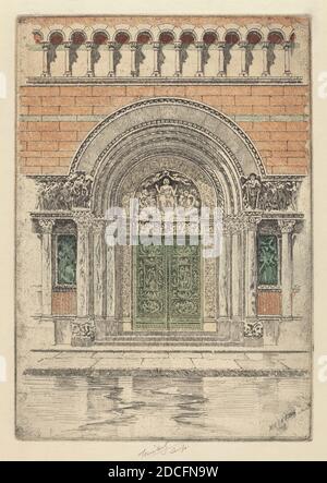 Charles Frederick William Mielatz, (artiste), cuisine américaine, 1864 - 1919, The Door, St. Bartholomew's, 1909, gravure de couleurs Banque D'Images