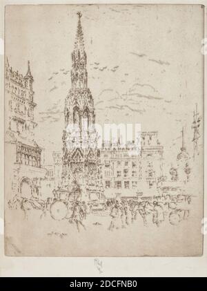 Joseph Pennell, (artiste), américain, 1857 - 1926, la Croix d'Elinor, devant la gare de Charing Cross, 1906, gravure Banque D'Images