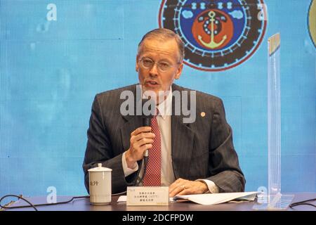 Taipei, Taïwan. 21 novembre 2020. Brent Christensen, directeur de l'Institut américain de Taïwan, prend la parole lors d'une conférence de presse pour l'événement de dialogue entre Taiwan et les États-Unis sur le Partenariat pour la prospérité économique. Crédit : SOPA Images Limited/Alamy Live News Banque D'Images