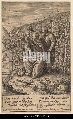 Hieronymus Wierix, (artiste), Flamand, c. 1553 - 1619, Dum pierulo fugendum ..., la vie de la Vierge Marie : no.23, (série), gravure Banque D'Images