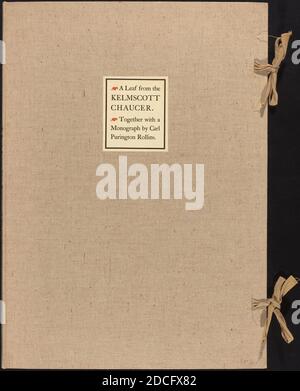 William Morris, (artiste), British, 1834 - 1896, A Leaf of the Kelmscott Chaucer, publié en 1896, en caractères de Chaucer et de Troy en noir et rouge avec des initiales décoratives de William Morris, sur papier ponté, total: 42.4 x 29.2 cm (16 11/16 x 11 1/2 po Banque D'Images