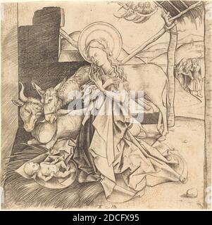 Israhel van Meckenem, (artiste), allemand, c. 1445 - 1503, la Nativité, gravure Banque D'Images