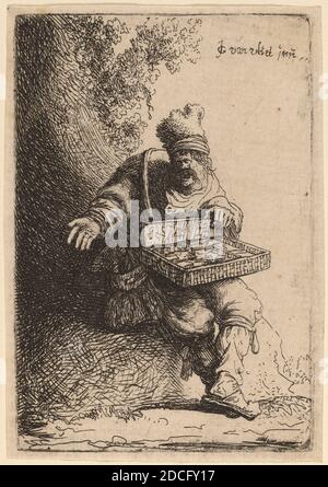 Johannes van Vliet, (artiste), néerlandais, né c. 1610, le Peddler, mendiants, (série), 1632, gravure, plaque: 9.5 x 6.4 cm (3 3/4 x 2 1/2 in.), feuille: 9.8 x 6.9 cm (3 7/8 x 2 11/16 in Banque D'Images