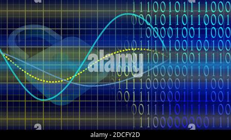 Concept abstrait de cyber-sécurité - éléments graphiques combinés avec binaire code - cadenas fermé flou symbolique pour une sécurité dans l'obscurité arrière-plan Banque D'Images