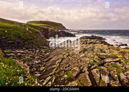 Sumburgh Head, magnifique paysage au sud des îles Shetland, Écosse, Royaume-Uni. Banque D'Images