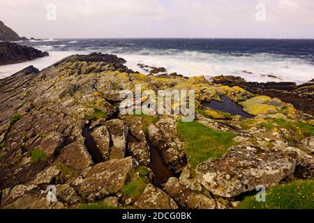 Sumburgh Head, magnifique paysage au sud des îles Shetland, Écosse, Royaume-Uni. Banque D'Images