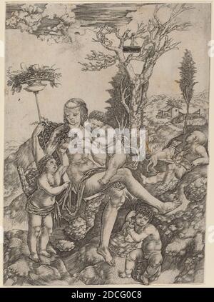 Cristofano Robetta, (artiste), Italien, 1462 - 1535 ou après, Allegory of Mother Earth, gravure, feuille: 25.3 x 18.1 cm (9 15/16 x 7 1/8 po Banque D'Images