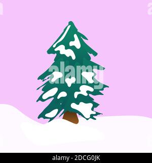 Sapin à Snowcowed. Arbre de noël d'hiver. Illustration de Vecteur