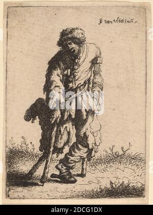 Johannes van Vliet, (artiste), néerlandais, né c. 1610, mendiant avec une jambe en bois, mendiants, (série), 1632, gravure, plaque: 9.1 x 6.8 cm (3 9/16 x 2 11/16 in.), feuille: 9.7 x 7.1 cm (3 13/16 x 2 13/16 in Banque D'Images